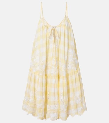 Robe asymétrique en coton à carreaux et broderie - Juliet Dunn - Modalova