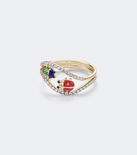 Yvonne Léon Alliances Coccinelle Scarabée en or 9 ct, émail et diamants - Yvonne Leon - Modalova