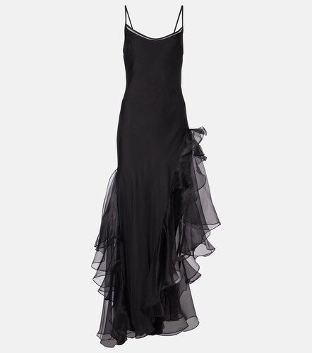 Robe longue Sage Flounce en soie à volants - SIR - Modalova