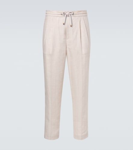 Pantalon droit en lin et coton à rayures - Brunello Cucinelli - Modalova