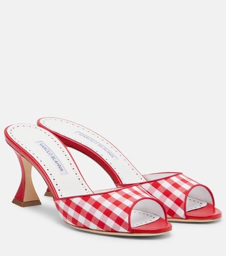 Mules Jadara à carreaux vichy - Manolo Blahnik - Modalova