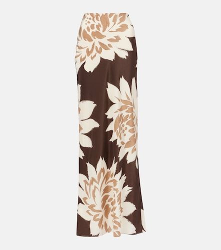 Jupe longue en satin de soie à fleurs - SIR - Modalova