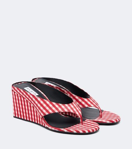 Alaïa Sandales compensées Cube à motif vichy - Alaia - Modalova