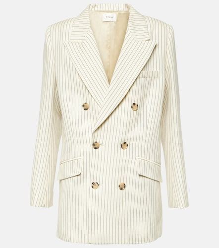 Blazer à rayures en coton et lin - Frame - Modalova