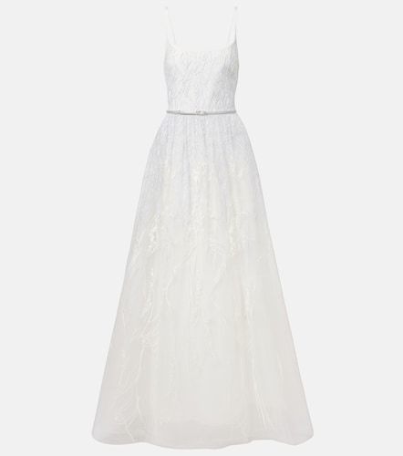 Robe longue brodée en tulle - Elie Saab - Modalova