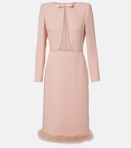 Robe midi Cady Couture à plumes - Valentino - Modalova