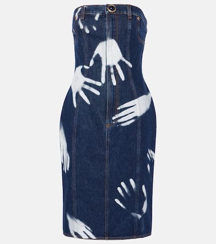 Robe midi bustier en denim à imprimé - Area - Modalova
