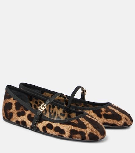 Ballerines Vally en velours  motif lopard - Dolce&Gabbana - Modalova
