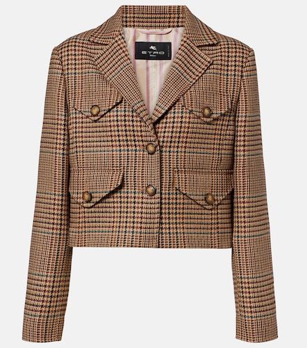 Blazer court en laine à motif pied-de-poule - Etro - Modalova