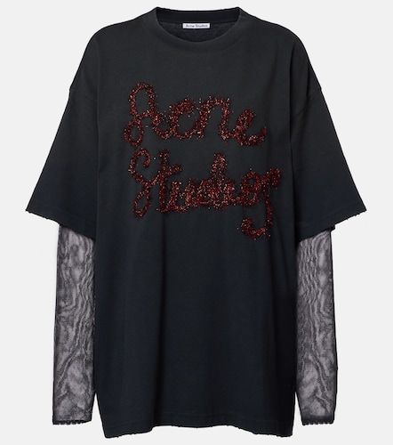 T-shirt en coton et résille à logo - Acne Studios - Modalova