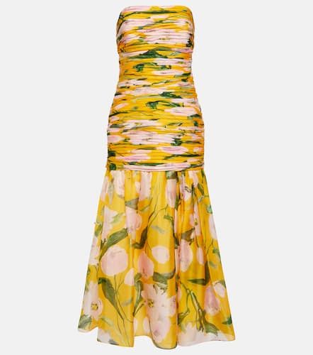 Robe bustier en soie à fleurs - Carolina Herrera - Modalova