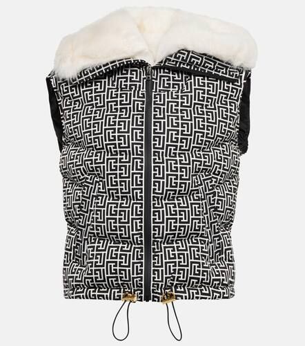 Veste sans manches Monogram à fourrure synthétique - Balmain - Modalova