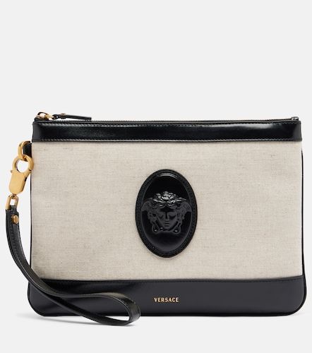 Pochette Rivière en toile à finitions en cuir - Versace - Modalova