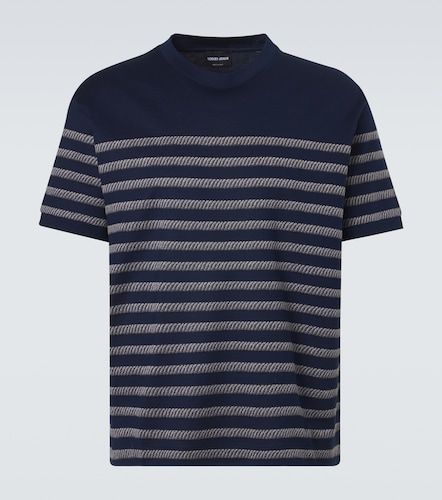 T-shirt rayé en coton mélangé - Giorgio Armani - Modalova