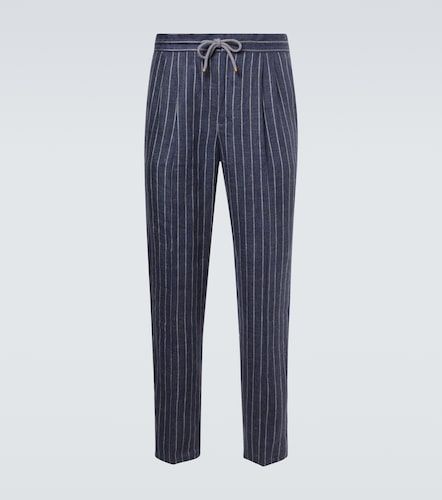 Pantalon droit rayé en lin - Brunello Cucinelli - Modalova