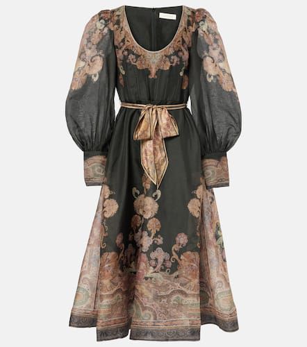 Robe midi Illustration en lin et soie - Zimmermann - Modalova