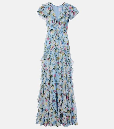 Robe en soie à fleurs et volants - Carolina Herrera - Modalova