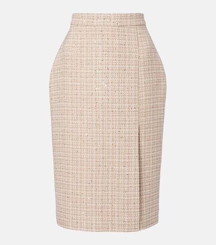Jupe midi en tweed à carreaux et sequins - Elie Saab - Modalova