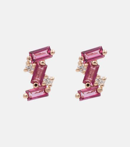 Boucles d'oreilles en or rose 14 ct, topazes et diamants - Suzanne Kalan - Modalova