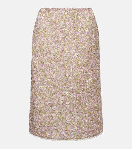 Jupe midi en Re-Nylon à fleurs - Prada - Modalova