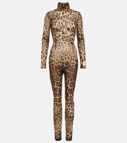 X Kim – Combi-pantalon en soie mélangée à motif léopard - Dolce&Gabbana - Modalova
