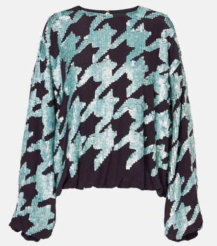 Sweat-shirt en soie pied-de-poule à sequins - Dries Van Noten - Modalova