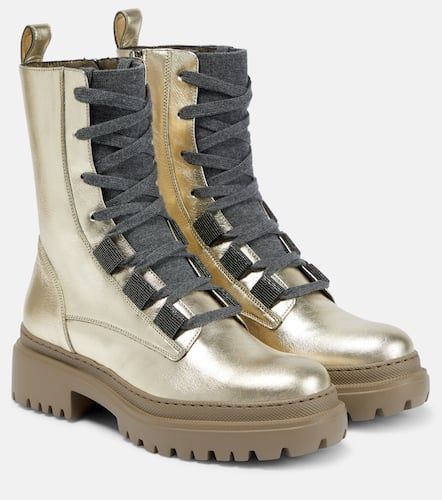 Bottes en cuir métallisé - Brunello Cucinelli - Modalova