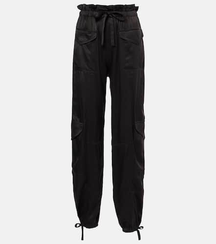 Pantalon cargo à taille haute en satin - Ganni - Modalova