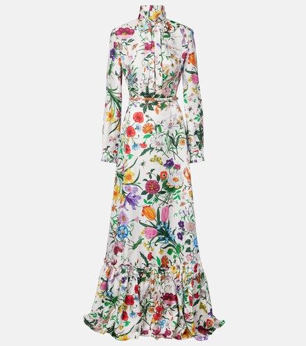 Robe en sergé de soie à fleurs - Gucci - Modalova