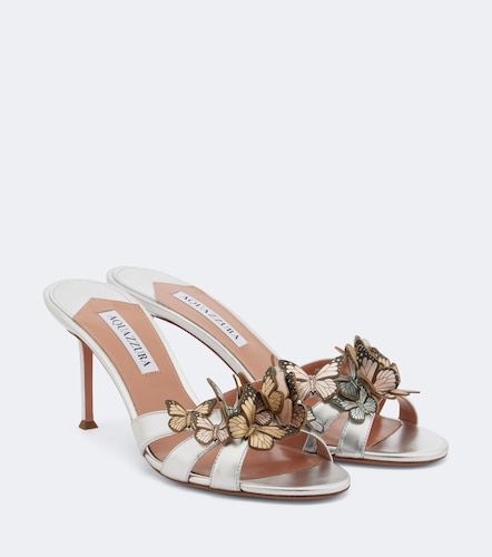 Mules Papillon en cuir métallisé à appliqués - Aquazzura - Modalova