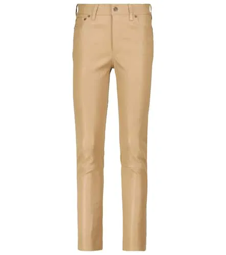 Pantalon slim à taille haute en cuir - Polo Ralph Lauren - Modalova