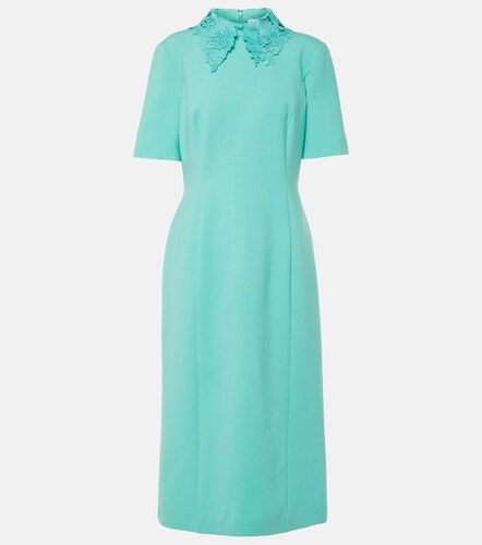 Robe midi en laine mélangée et dentelle - Oscar de la Renta - Modalova