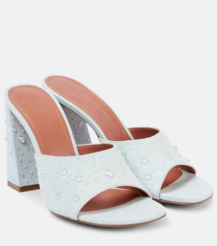 Mules Brigitte 95 en denim et cuir - Amina Muaddi - Modalova
