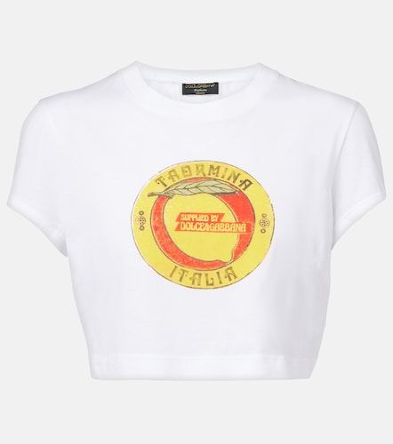T-shirt raccourci imprimé en coton - Dolce&Gabbana - Modalova
