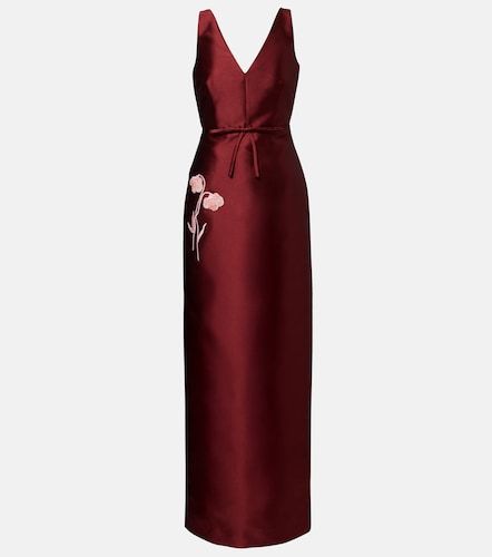 Robe en satin à appliqués floraux - Erdem - Modalova