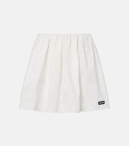 Mini-jupe en popeline de coton et lin mélangés - Miu Miu - Modalova