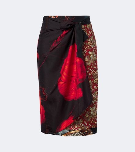 Jupe portefeuille midi en soie à imprimé - Dries Van Noten - Modalova
