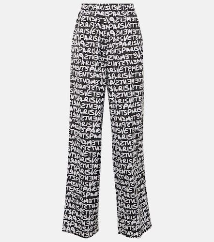 Pantalon ample taille haute en coton à imprimé - Vetements - Modalova
