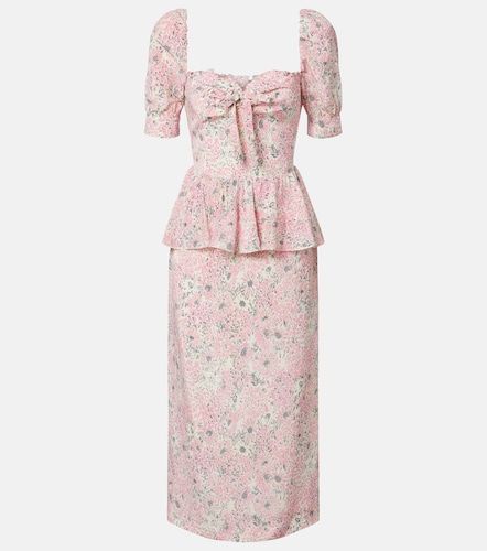 Robe péplum en soie à fleurs - Alessandra Rich - Modalova