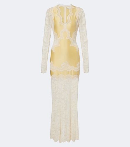 Robe longue en dentelle et satin - Rabanne - Modalova