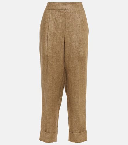 Pantalon tapered en lin mélangé à taille mi-haute - Brunello Cucinelli - Modalova