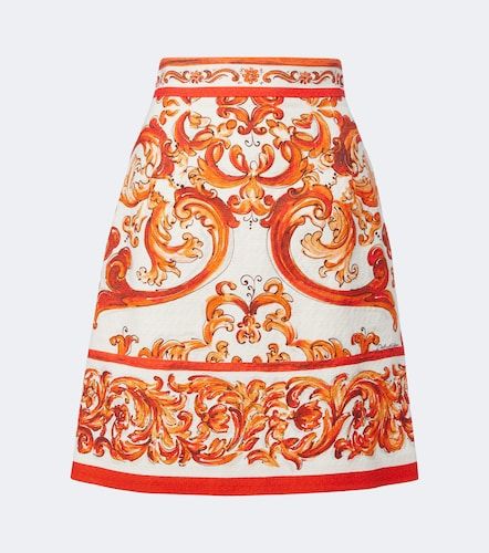 Mini-jupe en coton et lin mélangés à imprimé - Dolce&Gabbana - Modalova