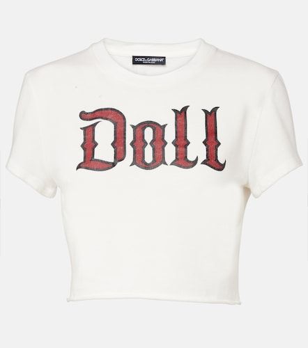 T-shirt raccourci imprimé en coton - Dolce&Gabbana - Modalova