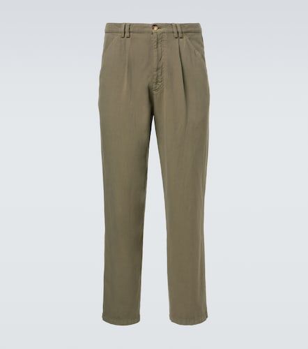 Pantalon droit en coton et lin - Brunello Cucinelli - Modalova
