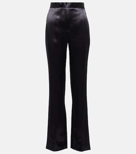 Pantalon droit à taille haute en satin - Victoria Beckham - Modalova