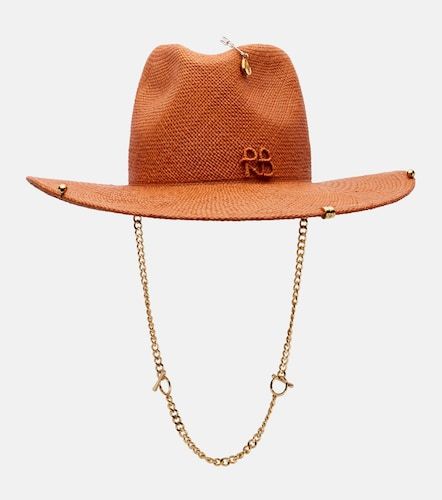 Fedora en paille à détail chaîne - Ruslan Baginskiy - Modalova
