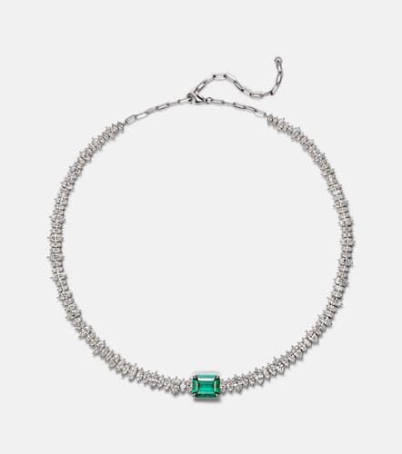 Choker en or blanc 18 ct, diamants et émeraude - Anita Ko - Modalova