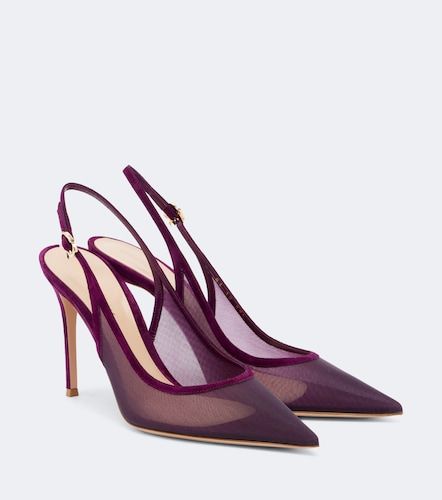 Escarpins slingback en organza et daim - Gianvito Rossi - Modalova