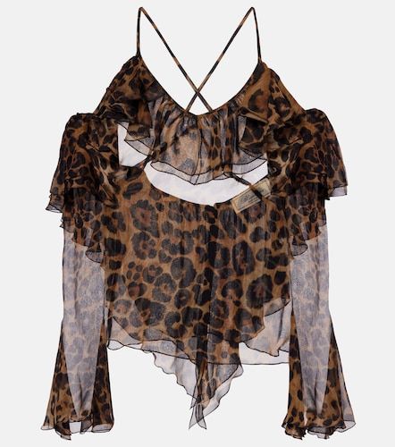 Top en soie à motif léopard - Blumarine - Modalova