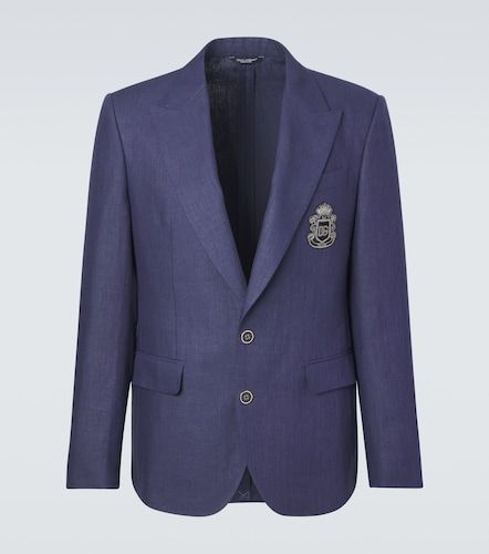 Blazer en lin à simple boutonnage à logo - Dolce&Gabbana - Modalova